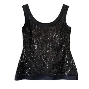 CHIARA BONI LA PETITE ROBE Women's Size 46 Black Sequin Sleeveless Pullover Top